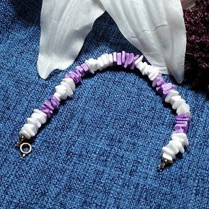 Purple & White Puka Shell Bracelet
